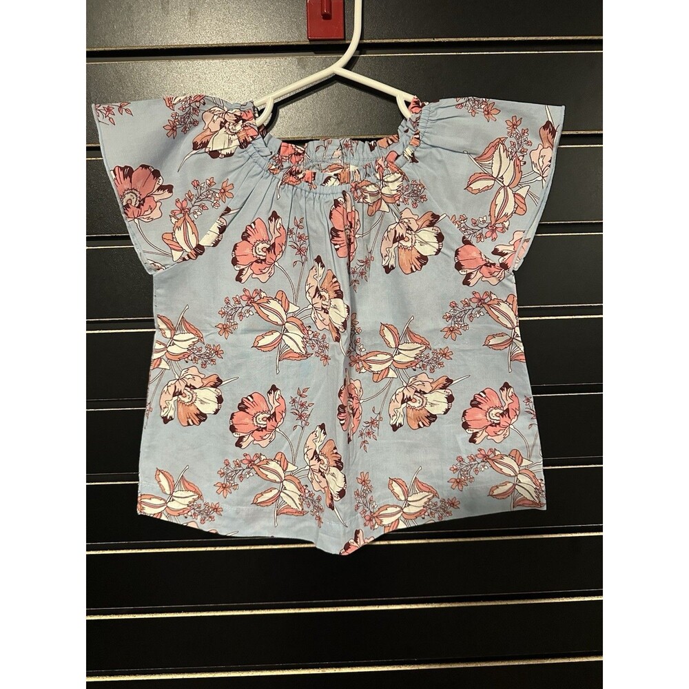 Baby Gap Girls Light Blue Floral Short Sleeve Top Size 4T NWOT